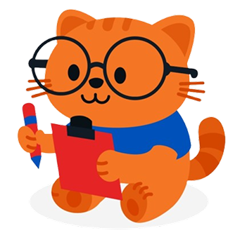 Bibli, mascote gato do Catlogue lendo um livro